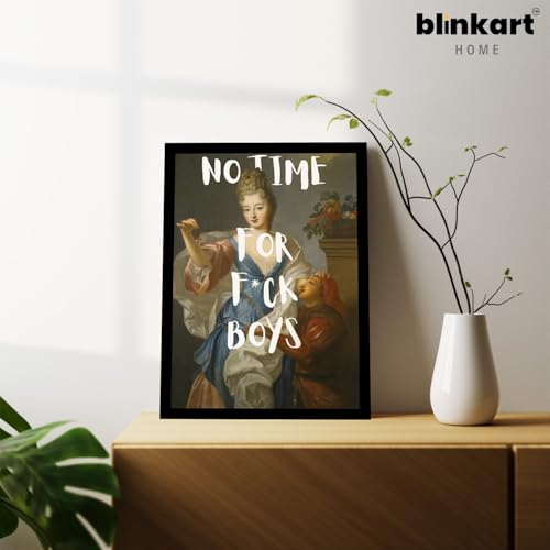 Image of BLINKART Framed Photo - No Time For Boys | Altered Art Theme | Motivational & Inspirational Wall Art Poster for Home, Bedroom, Living Room, Office, Hotel & Gifting - 12x8 Inch