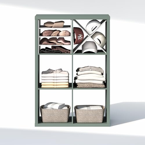 Image of Furinno Cubic Extra Thick 6-Cube Closet Organizers and Storage, Sage Green | 14.6 x 30 x 44 in, Open Shelf Closet Storage, Closet Organizer, for Wardrobe, Bedroom, Living Room