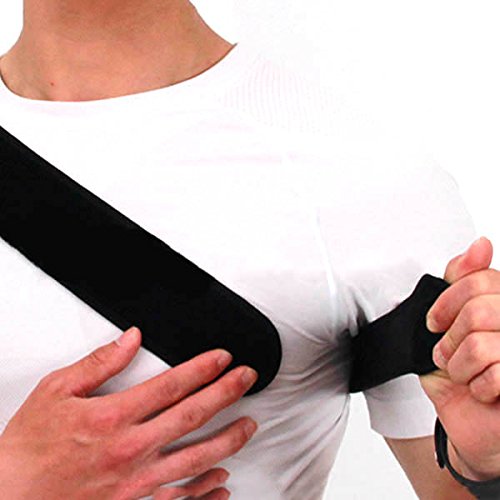 Bloepum Shoulder Support Brace Back Guard Strap Wrap Belt Band Pads Single Shoulder Adjustable Breathable Sports Care Guard Protect left shoulder support black