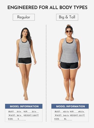 Image of Aleumdr Womens Athletic 3 Piece Tankini Swimsuits with Shorts Swim Tank Tops with Sports Bra and Boyshorts Bathing Suits