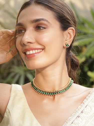 Image of Rubans Necklace Set Gold Plated Traditional Stylish Jewellery Gift for Women & Girls