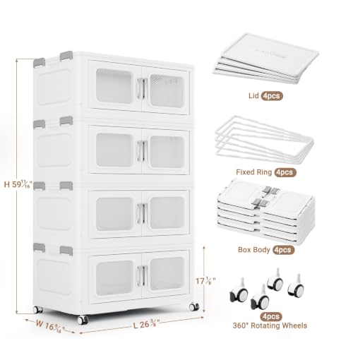Image of BROVIEW 600 Qt Extra Large Stackable Storage Bin with Lids, 4 Pack White