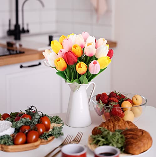 Ipopu 24Pcs Real Touch Tulips Artificial Flowers For Decoration Fake Tulips Fake Flowers Floral Arrangements Artificial Faux Tulips Decor For Table Home Decor Baby Shower Centerpieces (Multi) #TOP1