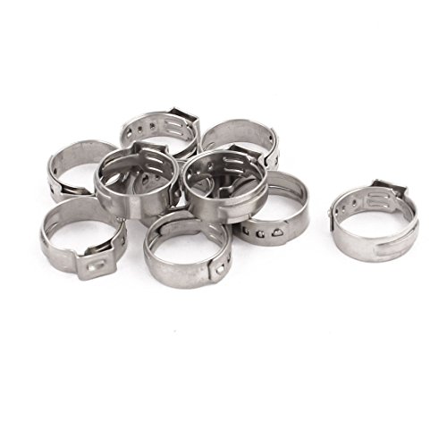 Aexit 14.5mm-17mm 304 Transmission Stainless Steel Adjustable Tube Hose Clamps Silver Tone 10pcs