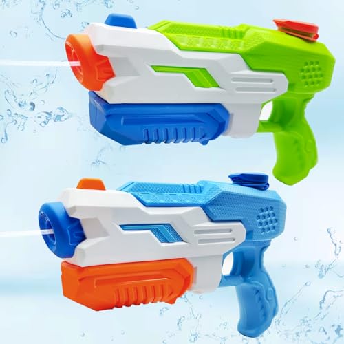 Aischens 2pcs Pistolet à Eau pour Enfants, Pistolet à Eau Puissant 600ML x 2, Longue Portée de 8 Mètres, Jouet...