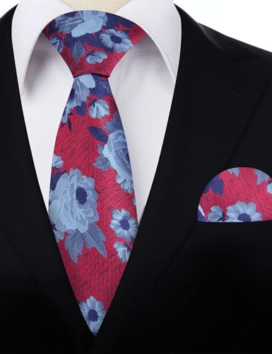 Image of Alizeal Mens 3.15'' Colorful Flower Pattern and handkerchief Necktie Set