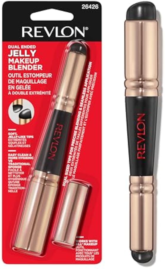 Revlon Dual Ended Jelly Makeup Blender Tool, Silicone Makeup Applicator for Blush, Bronzer, Concealer, Contour, Eyes, and Lips, 1 count