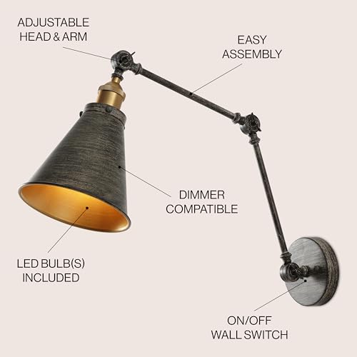 Image of JONATHAN Y Rover 1-Light Wall Sconce 7 inch, Rustic Dark Gray