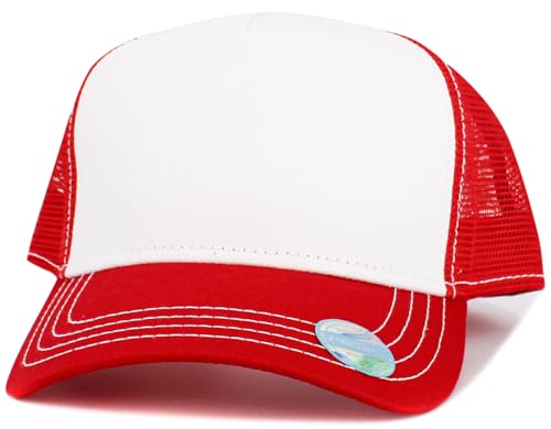 Image of KBETHOS Classic 5 Panel Cotton Twill Mesh Trucker Cap with Adjustable Snapback
