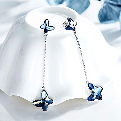 Pendientes de mariposa de Plata 925 con cristales lujo para mujer 4