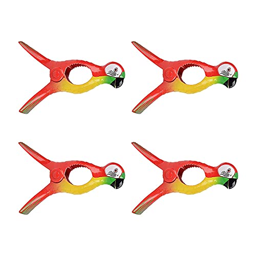 Qezodsx 4 Pinzas para Toallas de Playa para Tumbonas, Clips de Toalla de PáJaro Loro Colgante de Ropa una Prueba de Viento Soporte de Abrazadera para Colcha de Clavija Cover