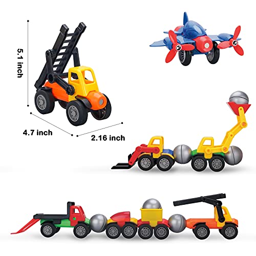 Finebely Magnetic Toys For Kids Magnetic Toy Cars Set With Play Mat|Storage Bag For Magnet Airplane Vehicles Cars Construction Car Assembly Diy Toddler Magnetic Toys For Kids 6-8 And Up 47 Pcs #TOP3