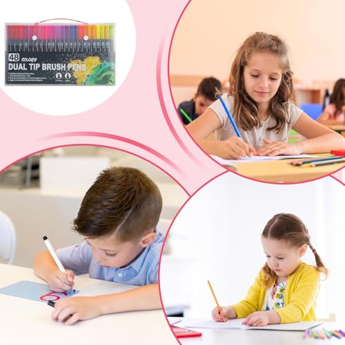 Stylos d'écriture de marqueur de brosse d'enfant à pointe double - 4