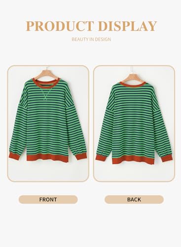 Image of Eytino Women Plus Size Striped Color Block Crewneck Sweatshirt(1X-5X) | Oversized Pullover Tops,Long Sleeve Casual Shirt,Workout & Daily Wear,2026 Fall Fashion Clothes Outfits