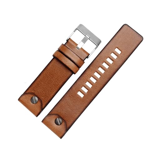 Bracelet de montre marron en cuir 24mm compatible Diesel DZT2002 DZ7408