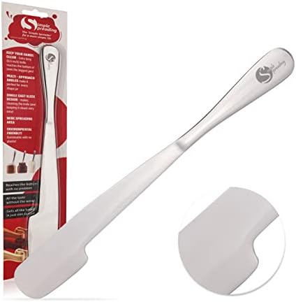 Simple preading Stainless Steel Spatula Spreader Knife, Peanut Butter and Jelly, Chocolate or Strawberry Jam Stirrer & Jar Scraper Multifunction Stir & Scrape BIG Jars - Spread with Clean Hands