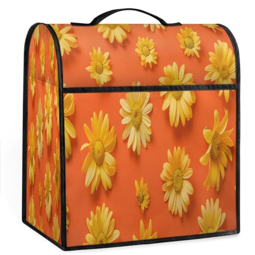 Coffee Maker Cover Yellow Daisy Kitchen Appliance Covers Small Appliance Covers Blender Cover Juicer Cover Dust Covers for Kitchen Appliances with Top Handle and Pockets,Washable,B361