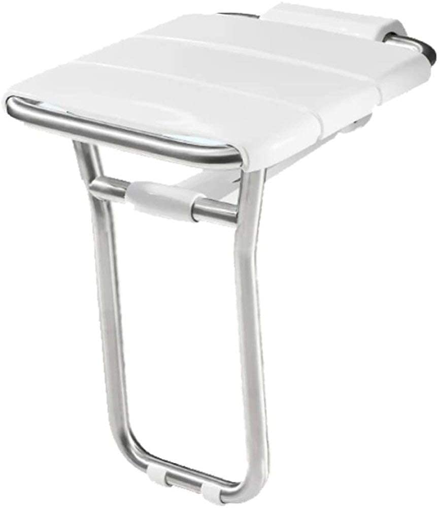 Siège de bain pliant blanc 36x41x48cm avec pieds robustes en acier inoxydable