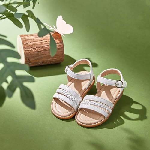 Image of ESTINE Toddler /Little Kid Girls Dress Cross Strappy Open Toe Sandals Princess Flats Summer Flower Girl Shoes