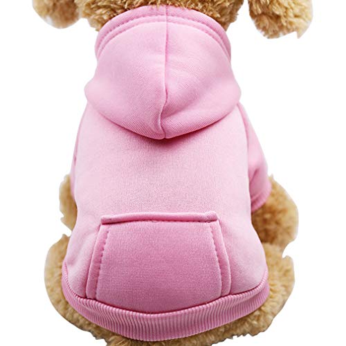 Fashion Focus On New Winter Dog Hoodie Sweatshirts with Pockets Cotton Warm Dog Clothes for Small Dogs Chihuahua Coat Clothing Puppy Cat Custume (Small, Pink)