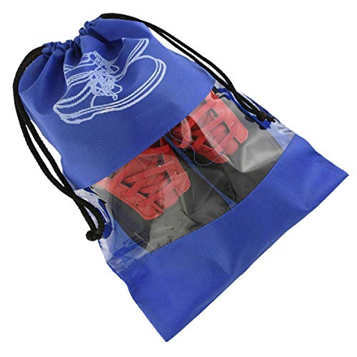 Image of Heart Home 9 Piece Non Woven Travel Shoe Organizer Space Saving Fabric Storage Bags Organizer (Royal Blue & Black & Maroon)- HEART3998