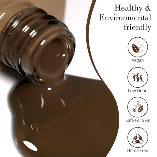 Image of CANNI 9ml Dark Brown Gel Nail Polish, High Gloss UV LED Soak Off Gel