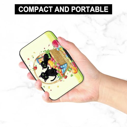 Image of Credit Card Holder, Mini Aluminum Card Wallet RFID Blocking Slim Metal Hard Card Case for Women Men, Fruit Cat