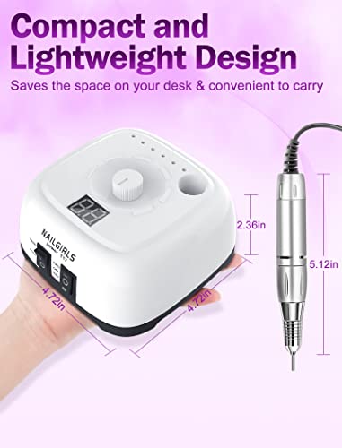 Nailgirls Electric Nail Drill Machine - 35000Rpm Professional Efile Nail File Kit With Foot Pedal For Acrylic Nails Gel Nails, Manicure Polishing Shaping Buffing, Home Salon Use #TOP3