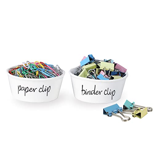 Ontube Ceramic Paper Clip Holder And Binder Clip Holder Set (White) #TOP5