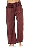 Zarlena - Pantalón bombacho para mujer, talla única, disponible en muchos colores, borgoña, Talla única
