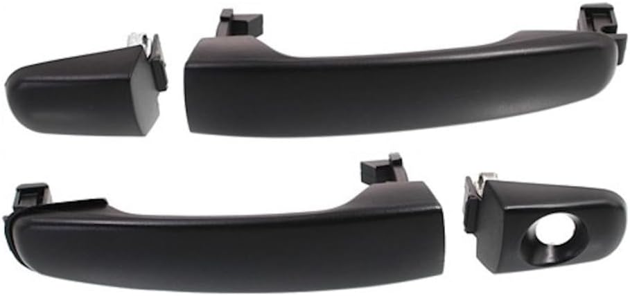 For Pontiac G6 2005 06 07 08 09 2010 Exterior Door Handle Driver and Passenger Side | Pair | Front | With Key Hole | Plastic | Textured Black | Replacement For GM1310184 | 22729814, 22729814-PFM