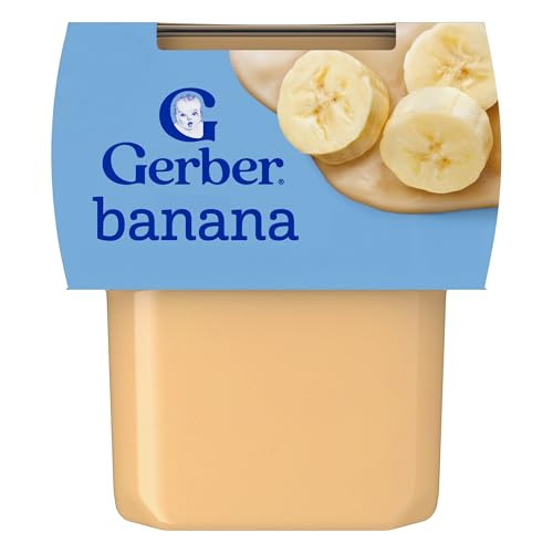 Gerber Stage 2 Baby Food, Banana Puree Tubs, No Artificial Colors or Flavors, Baby Puree, 2-Pack