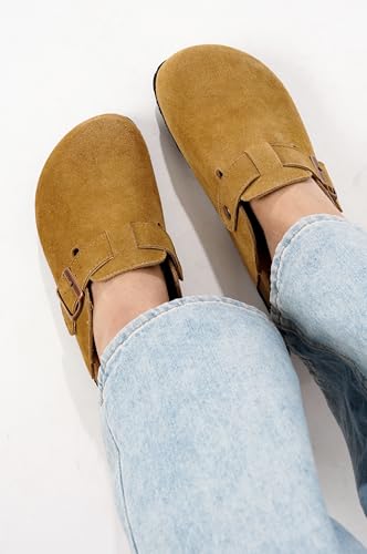 Image of Project Cloud 100% Genuine Leather Footbed Clogs for Women - Memory Foam Arch Support Slippers for Women - Trendy Slip-ons Women's Mules & Clogs Sandals