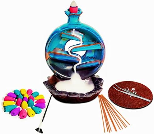 Incense Burner, Incense Holder, Ceramic Waterfall Backflow Incense Burner, 100 Backflow Incense Cones, Fragrance Incense Sticks, Aromatherapy, Home Decor, Kitchen Decor, Zen Decor, Gift Set