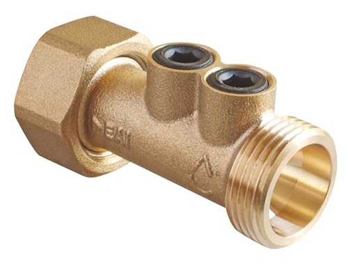 SOMATHERM FOR YOU, Clapet antipollution double purge NF - Ecrou tournant Mâle 20/27 - Laiton brossé - Longueur 58 mm - Protection réseau eau potable - Montage toutes positions