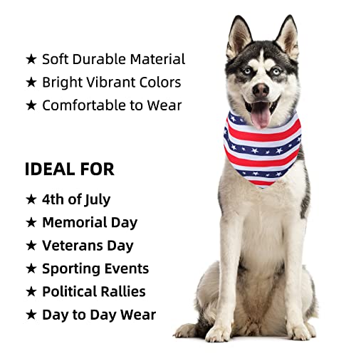 Gofshy Fourth of July Dog Bandana XLarge- 1PCS, American Flag Dog Bandana for Boy and Girl, Pet Patriotic Scarf, Premium Durable Triangle Reversible USA Bandana for Large Dogs