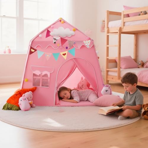 Tente de Jeu pour Enfants, Cabane Enfant Intérieur et Extérieur,Maison de Tente de Jeu, Maison de...