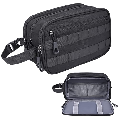 Hygiene Bag for Men, YKK Zippers Waterproof Tactical Toiletry Bag with Compartments, Dop Kits for Men Travel, Bath Cosmetic Toiletry Kit
