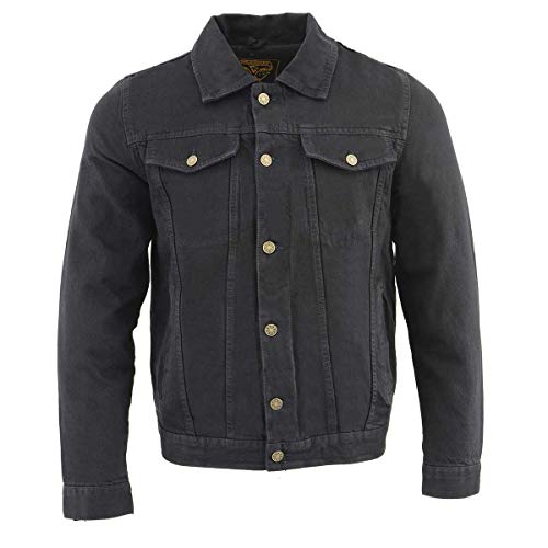 Image of Milwaukee Leather MDM1015 Men's Classic Black Denim Jean Pocket Jacket with Gun Pockets - Black