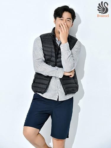 Bvaeocl ダウンベスト メンズ インナーダウンベスト Vネック 立ち襟 軽量 防寒 暖かい ウルトラライト 収納袋付き BV49 の商品画像 3