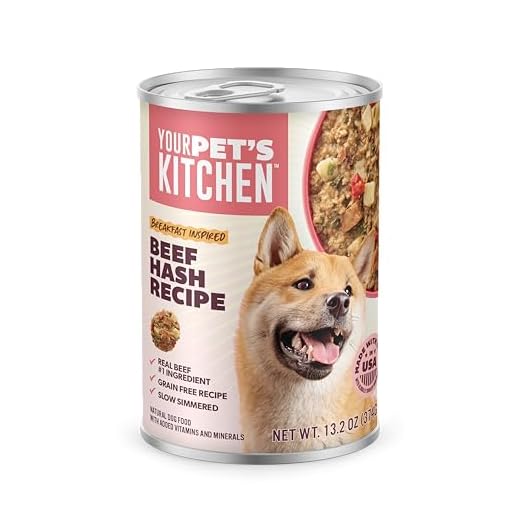 Your Pet's Kitchen Wet Dog Food, Beef Hash Recipe - 13.2 oz Cans (Pack of 12), Made in The USA with Real Beef