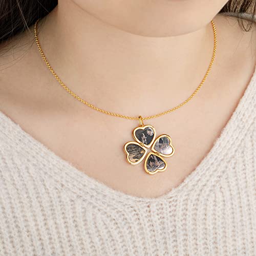 Personalized Photo Locket Necklace that Holds Pictures Sterling Silver Jewelry Gifts for Women Girls Custom Photo Lockets Pendant Necklace Picture Locket Memorial Jewelry Heart Wing Four Leaf Oval4