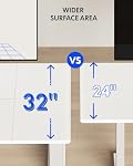 FLEXISPOT 71 x 32 Grande réception de pouce, bureau debout avec panneau d'asphalte, bureaux montants pour le bureau, bureau (cadre blanc) + Haut blanc)