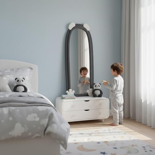 Image of APRODZ Full Length Bear Dressing Mirror | Floor Standing Full Body Mirror with Cute Bear Frame | Decorative Bedroom & Clothing Store Fitting Mirror for Home, Kids Room & Studio