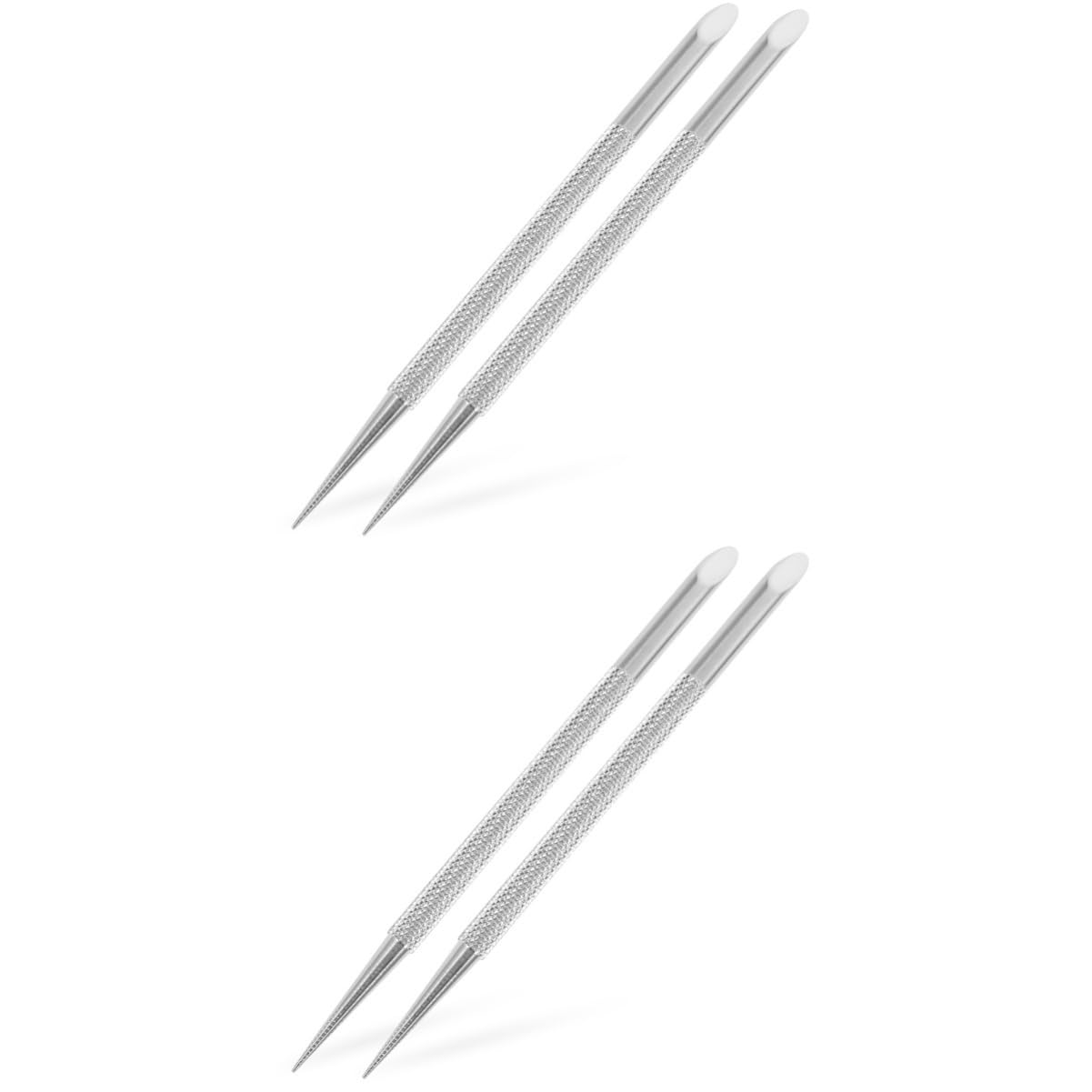 Outanaya 2sets Nail Art Tools Set of Cuticle Tools Pusher Remover and Trimmer Stainless Steel Cuticle Pusher 2pcs*2