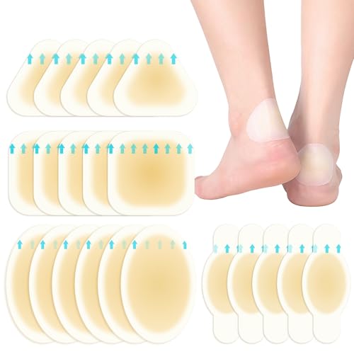 21 Piezas Apósitos para Ampollas, Apósitos Invisibles de Gel Hidrocoloide, Almohadillas para Ampollas en Pies, Talones y Dedos, Vendas Impermeables (Paquete Variado)