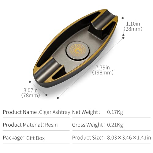 Image of Cigar Ashtray with 2 Cigar Holder Portable Travel Ashtray Unique for Outdoors Indoors (Red)