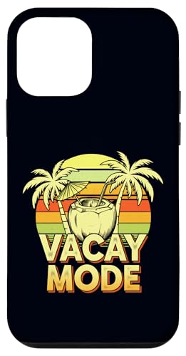 Vacay Mode Bebida de coco tropical Vacaciones de verano Retro Carcasa para iPhone 12 mini
