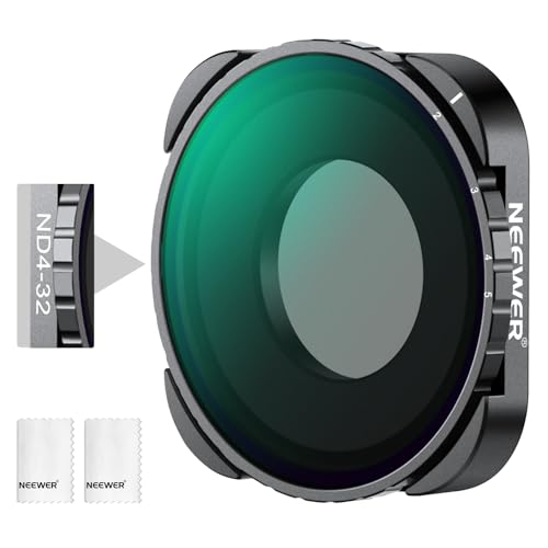 NEEWER Variabler ND Filter, kompatibel mit GoPro 13 12 11 10 9, ND4-32 2-5 Stop, aufschraubbarer Graufilter mit mehrfach beschichtetem HD Optikglas, schlankem Rahmen, 2 Reinigungstücher, kein X Muster NEEWER Variabler ND Filter, kompatibel mit GoPro 13 12 11 10 9, ND4-32 2-5 Stop, aufschraubbarer Graufilter mit mehrfach beschichtetem HD Optikglas, schlankem Rahmen, 2 Reinigungstücher, kein X Muster