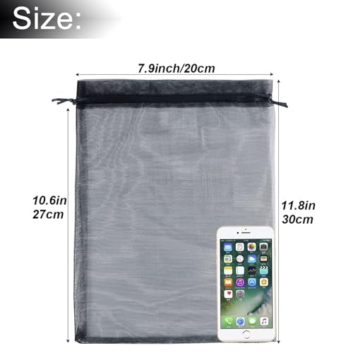 Image of Dealglad 50pcs Drawstring Organza Jewelry Candy Pouch Christmas Wedding Party Favor Gift Bags (8x12 inch, Black)